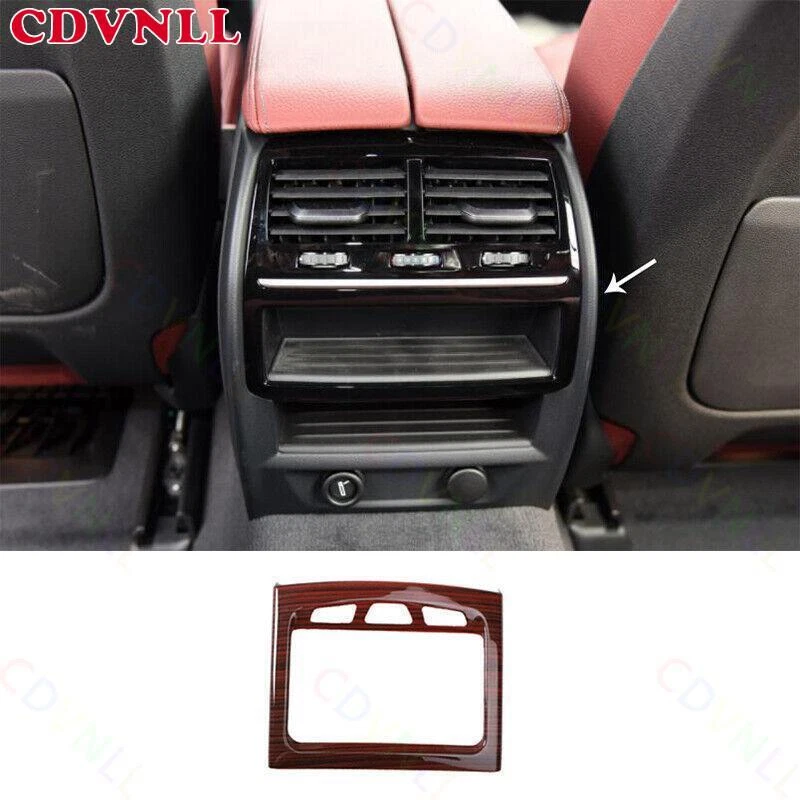 For BMW 5 Series 2018-2021 Red Wood Grain Rear Seat Air Outlet Vent Frame Trim