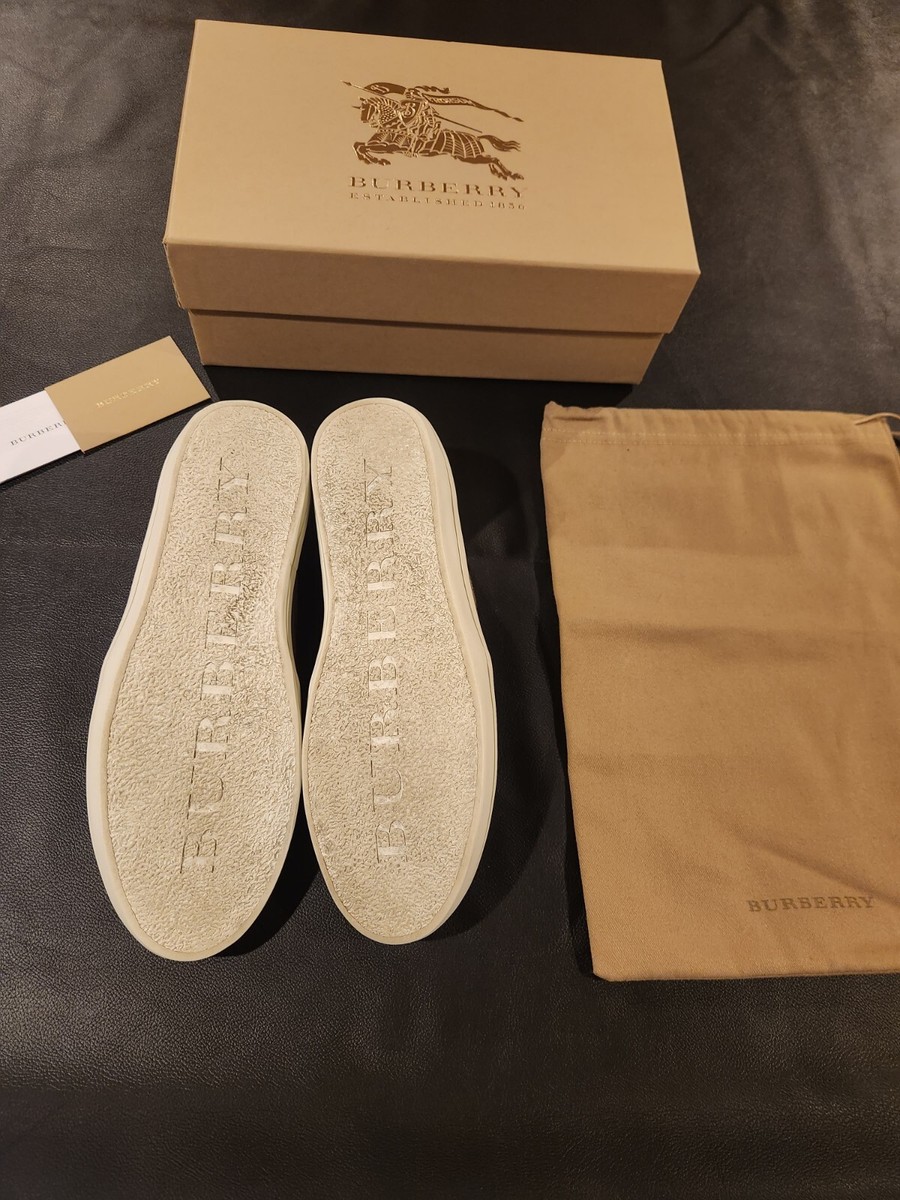 BURBERRY LEATHER AND CHECK SLIP-ON TRAINERS Size: 42 Color