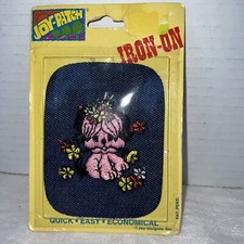 Vintage 1970's Joy Patch Iron On Puppy Dog Flowers Made in USA 3”x4” Denim Jeans