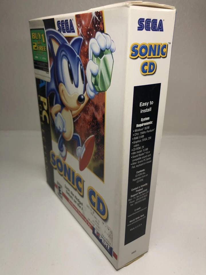 Sonic CD Hedgehog Sega PC Collection Game 1997 Windows NEW Sealed BIG BOX RARE - Image 4 of 4