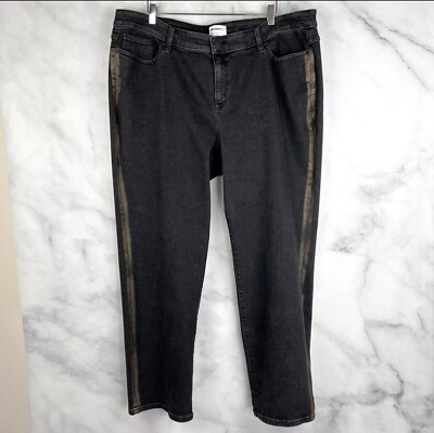 Lane Bryant Signature Fit Slim Straight Jeans Womans Gold Foil Side Stripe  NWT