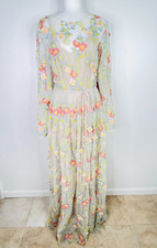 Monique Lhuillier 3D Floral Embroidery Formal Dress Size 12