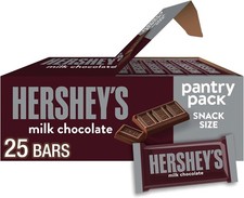 11.25 oz 25 Pieces , Candy Bars, Milk Chocolate Snack Size