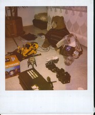 Old Vintage Photo COLOR POLAROID CHRISTMAS TOYS STUFFED ANIMALS BEAR ELEPHANT