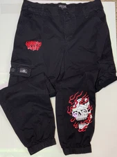 Lurking Class Mens medium by Sketchy Tank Black Cargo Pants Skull Goth Skate