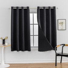 100 Blackout Curtain 2 Panels Set,Thermal Insulated Window Drapes for Bedroom,F