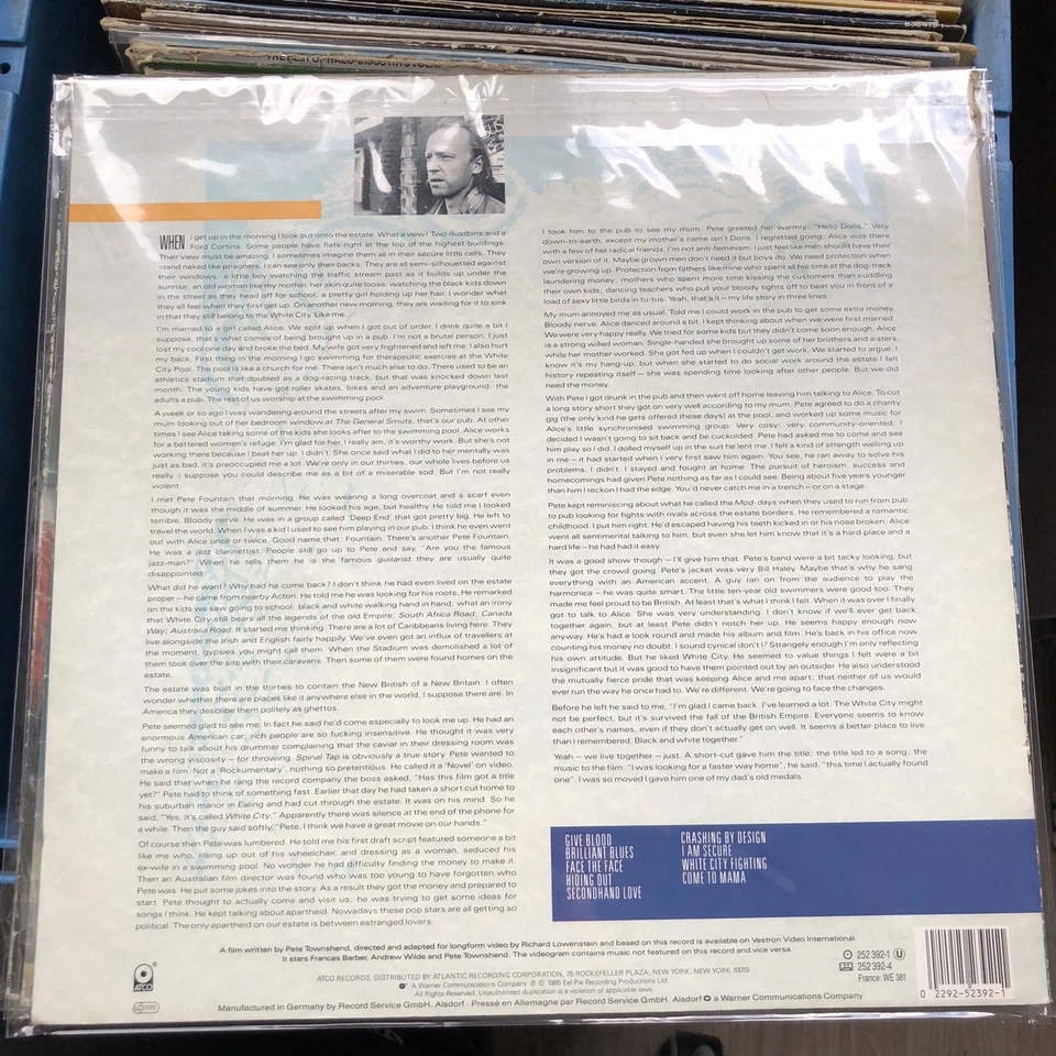 LP Vinyl - Pete Townshend - White City (A Novel) - Ois - Atco Rec. - 1985 - - Bild 2 von 4