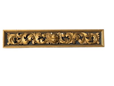 Antique gilt carved putti head furniture drawer carving parts salvage piece