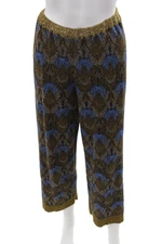 Soho De Luxe Women Cropped Ankle Pants Blue Geometric Viscose Blend Size 40