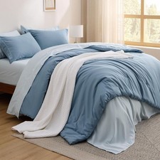 Grayish Blue California King Comforter Set 7 Piece Bedding Cal King Size