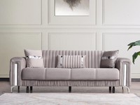 Design Wohnzimmer Luxus Sofa 3 Sitzer Sofa Grau Textil Hochwertig MöBel