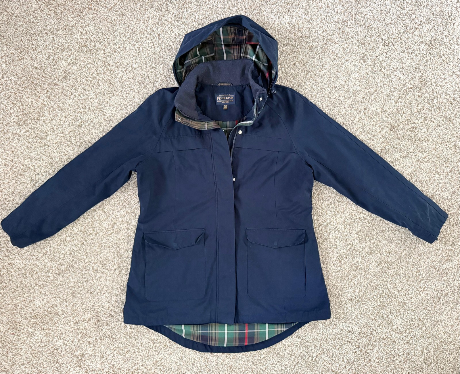 Pendleton Waterproof Rain Jacket - Navy Blue w/ P… - image 1