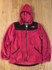 The North Face Girls Pink Oso Hooded Zip Fleece Jacket with Pockets