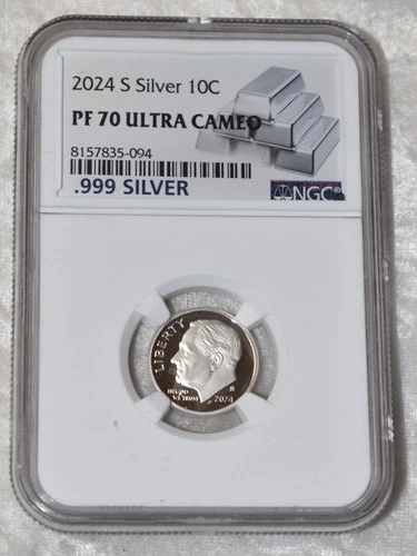 2024 S ROOSEVELT DIME .999 SILVER PROOF NGC PF 70 UC PF70UC SAN FRANCISCO MINT