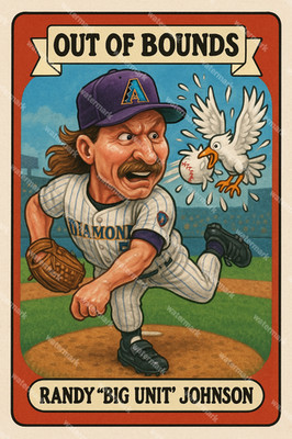 GX400 Randy Johnson Arizona Diamond Backs Out of Bounds 4x6 12x18 16x24 Photo