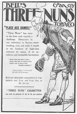 GLOCKEN Drei Nonnen Tabak ''Place Aux Dames'' - antike Werbung 1904