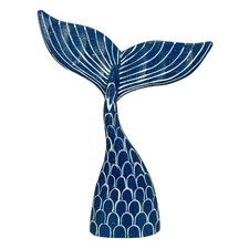 Navy Blue Wood Mermaid Tail Sculpture 13.75