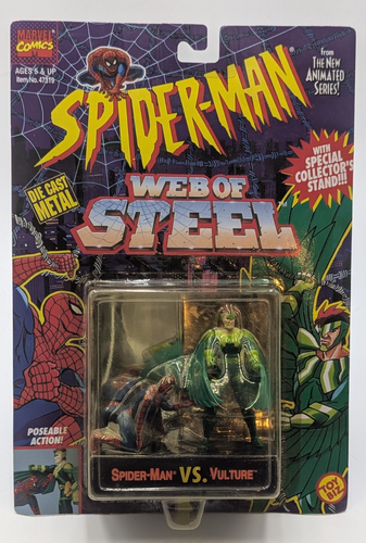 Spider-Man vs Vulture - Jeu de figurines moulées sous pression Web of Steel (1994) ToyBiz | Vintage - Photo 1/3