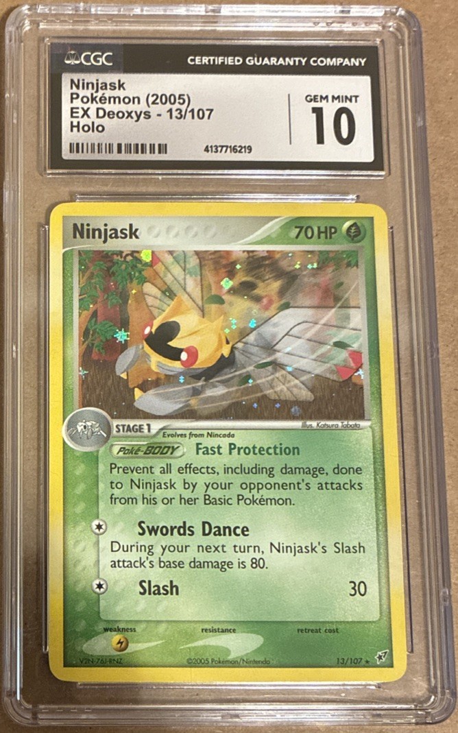 CGC 10 Ninjask 13/107 EX Deoxys Holo PSA BGS Vintage Rare 2005 Low Pop