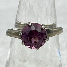 Vintage Sterling Silver Ring Amethyst Gemstone Size 6