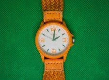Orange Geneva Quartz Watch   Round Case   Wov...
