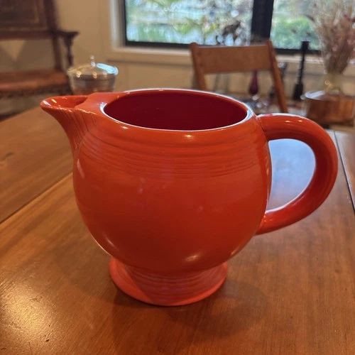 Vint Large HLC Fiesta “Radioactive Red” Ice Lip Jug Pitcher C 1940’s  2 Qt  USA
