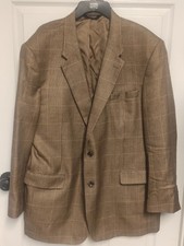 Jos A Bank Blazer Mens 48 L Brown Silk Camel Hair Houndstooth Sport Signature