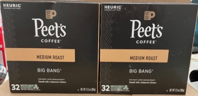 Peet's Big Bang K-Cup Coffee 2 Boxes 64 Total Pods Medium Roast