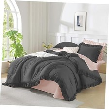 California King Comforter Set Dark Gray 104x96Inch , 3 Pieces Cal King
