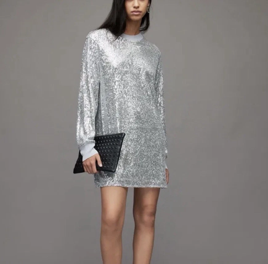 ebay silver dress silver dress women Shop Ladivine CM375 Silver Strapless Plunging Sequin Fringe Short Cocktail Dress