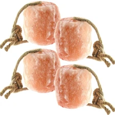 Natural Himalayan Rock Salt Blocks Pack of 4 (6 lbs, with rope)