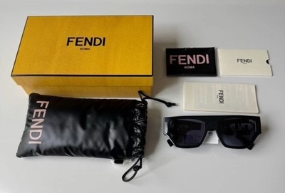 Fendi O'lock 54mm FE40108U Geometric Sunglasses Black frame Blue lens