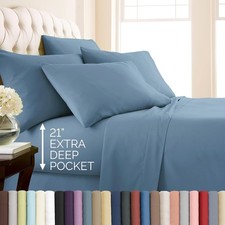 21" Extra Deep Pocket Sheets King, 6 Piece Deluxe King Size Sheet Set.