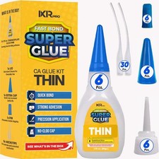 CA Glue Thin Viscosity Kit 6x1.75 oz. Cyanoacrylate Glue, Super Glue for Repairs