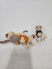 ANAMALZ 3 Wood Poseable Bendable Elephant Lion And Monkey