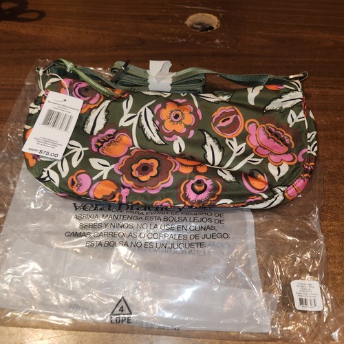Vera Bradley Springbrook Sling Crossbody Bag Bubbly Flowers Green NEW W/ Tags