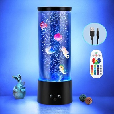 Bubble Aquarium Lamp Color Changing Fish Tank w/Remote USB/Battery Mood Light