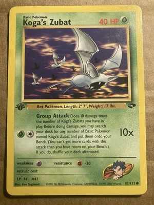 Koga's Zubat Pokemon Card Gym Challenge 83/132 1st Edition LP
