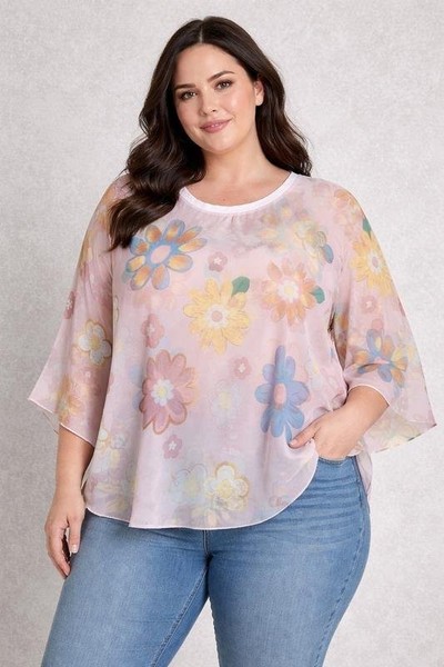 Women Kurt Muller Shirt Pink Chiffon XL