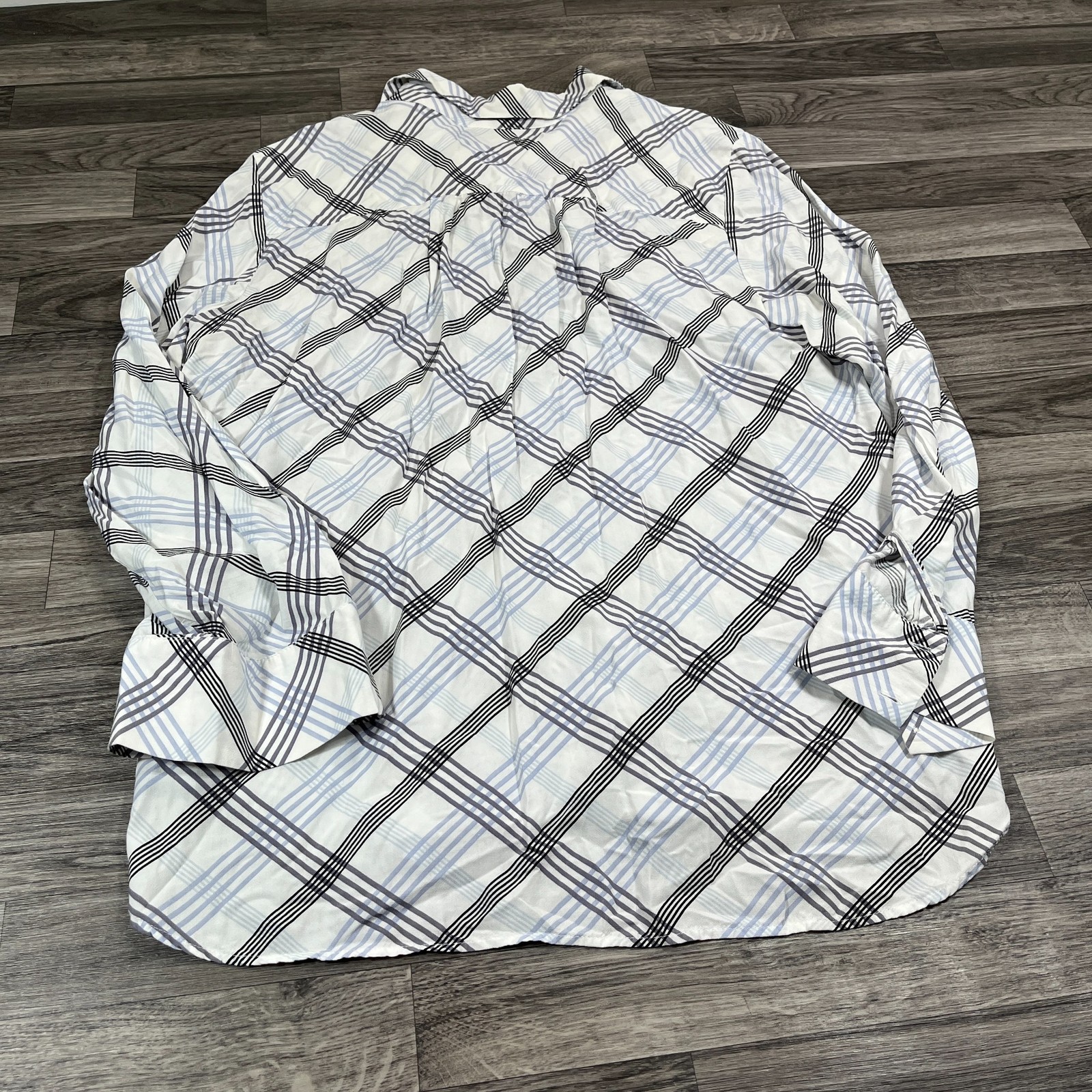 LOFT Button Down Collared Long Sleeve White Plaid… - image 6