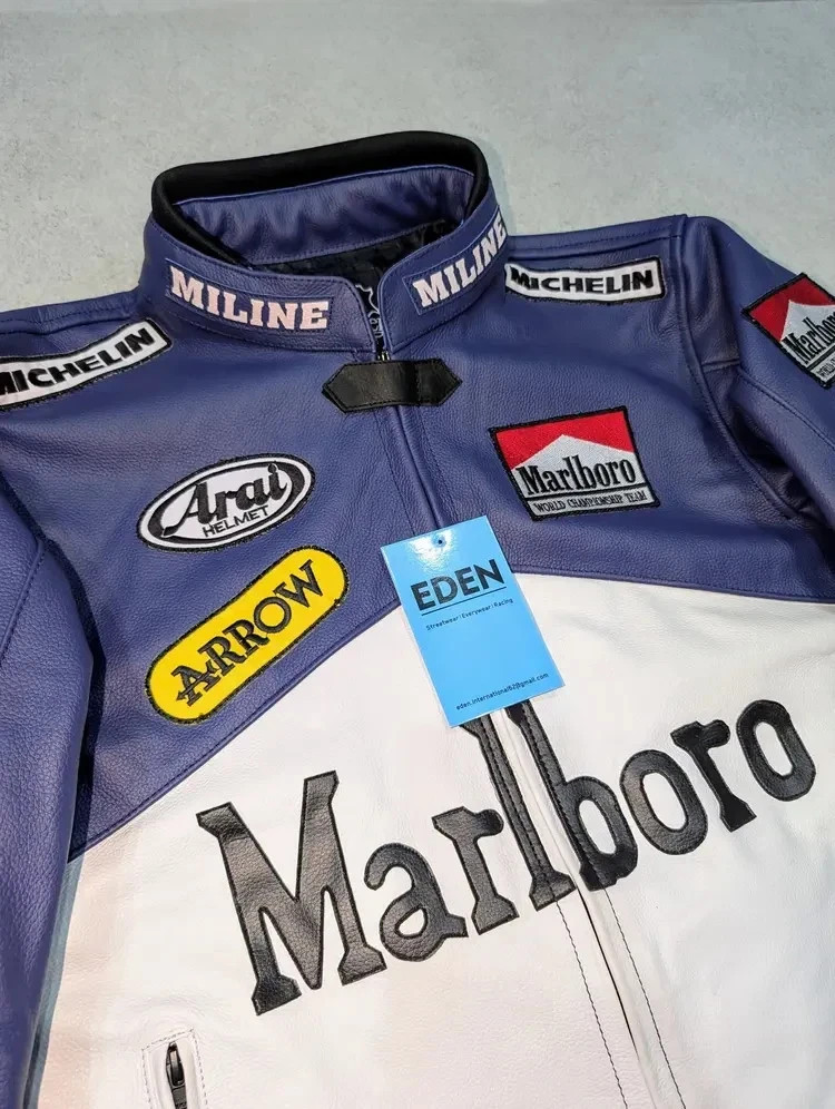 YAMAHA マルボロジャケット Men's Yamaha x Marlboro Blue & White Motorcycle Racing Real