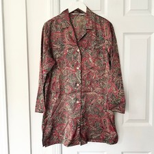 Victoria's Secret Satin Y2K Vintage Button Down Deep Paisley Red Sleep Shirt S