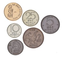 Norway set of 6 coins 1970-2011 UNC 1, 2, 5, 10, 25, 50 ore