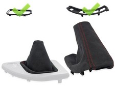 SCHALTMANSCHETTE HANDBREMSSACK FUR BMW E90 automatik ALCANTARA n. ROT + RAHMEN