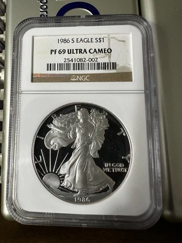 1986-S Proof American Silver Eagle — NGC PF 69 Ultra Cameo | FIRST YEAR of Issue