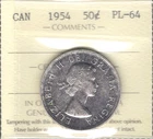1954 Fifty Cents ICCS PL-64 * KEY Date PURPLE Toned STUNNING Proof-Like QEII 50¢