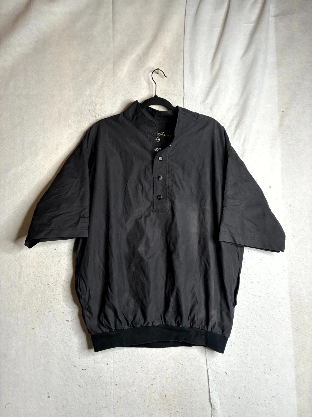 Ben Hogan Windbreaker Jacket Mens Large Black Ribbed Hem Short Sleeve 1/4 Snap image 1