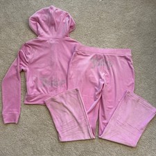 NWT Juicy Couture Velour Tracksuit Jacket Pant Medium Pink  Rhinestone Logo