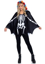 Leg Avenue Day of the Dead Poncho, Multi, One Size, As Shown, One Size