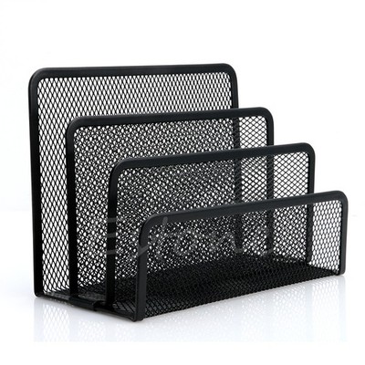 Multifunctional Document Organizer 3 Sections Table Mesh Letter Sorter Container